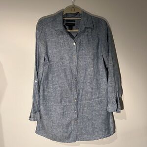 Tahari 100% linen long button down